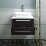 Fresca FCB6124ES-VSL-CWH-V Lucera 24" Espresso Wall Hung Modern Bathroom Cabinet with Top & Vessel Sink