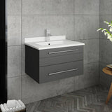 Fresca FCB6124GR-UNS-CWH-U Lucera 24" Gray Wall Hung Modern Bathroom Cabinet with Top & Undermount Sink