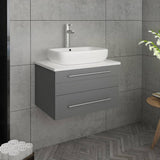 Fresca FCB6124GR-VSL-CWH-V Lucera 24" Gray Wall Hung Modern Bathroom Cabinet with Top & Vessel Sink