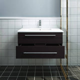 Fresca FCB6130ES-UNS-CWH-U Lucera 30" Espresso Wall Hung Modern Bathroom Cabinet with Top & Undermount Sink