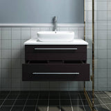 Fresca FCB6130ES-VSL-CWH-V Lucera 30" Espresso Wall Hung Modern Bathroom Cabinet with Top & Vessel Sink