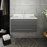 Fresca FCB6130GR-UNS-CWH-U Lucera 30" Gray Wall Hung Modern Bathroom Cabinet with Top & Undermount Sink