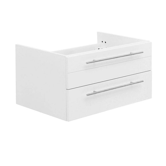 Fresca FCB6130WH-UNS Lucera 30" White Wall Hung Undermount Sink Modern Bathroom Cabinet