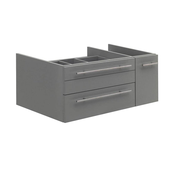 Fresca FCB6136GR-VSL-L Lucera 36" Gray Wall Hung Vessel Sink Modern Bathroom Cabinet - Left Version