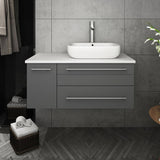 Fresca FCB6136GR-VSL-R-CWH-V Lucera 36" Gray Wall Hung Modern Bathroom Cabinet with Top & Vessel Sink - Right Version