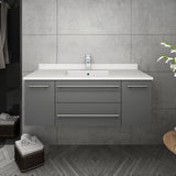 Fresca FCB6142GR-UNS-CWH-U Lucera 42" Gray Wall Hung Modern Bathroom Cabinet with Top & Undermount Sink