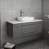 Fresca FCB6142GR-VSL-CWH-V Lucera 42" Gray Wall Hung Modern Bathroom Cabinet with Top & Vessel Sink