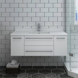 Fresca FCB6142WH-UNS-CWH-U Lucera 42" White Wall Hung Modern Bathroom Cabinet with Top & Undermount Sink