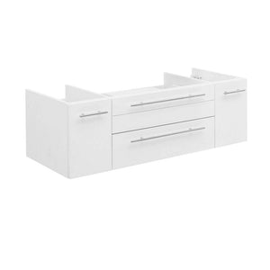 Fresca FCB6148WH-VSL-D Lucera 48" White Wall Hung Double Vessel Sink Modern Bathroom Cabinet