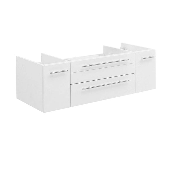 Fresca FCB6148WH-VSL-D Lucera 48" White Wall Hung Double Vessel Sink Modern Bathroom Cabinet