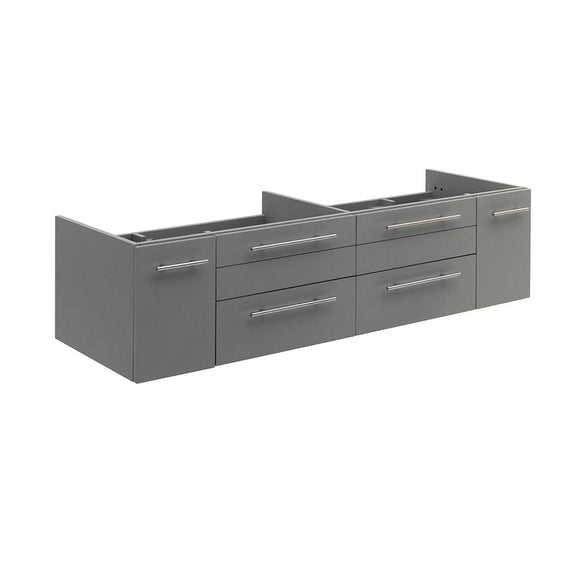 Fresca FCB6160GR-UNS-D Lucera 60" Gray Wall Hung Double Undermount Sink Modern Bathroom Cabinet