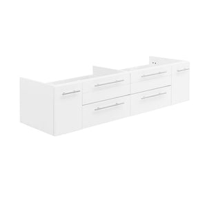 Fresca FCB6160WH-UNS-D Lucera 60" White Wall Hung Double Undermount Sink Modern Bathroom Cabinet