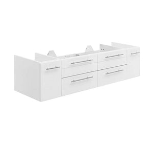 Fresca FCB6160WH-UNS Lucera 60" White Wall Hung Single Undermount Sink Modern Bathroom Cabinet