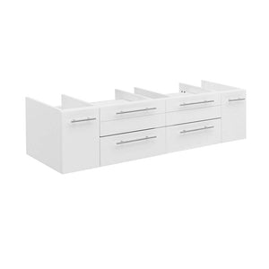 Fresca FCB6160WH-VSL Lucera 60" White Wall Hung Single Vessel Sink Modern Bathroom Cabinet