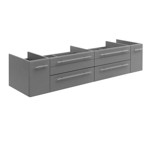 Fresca FCB6172GR-VSL Lucera 72" Gray Wall Hung Double Vessel Sink Modern Bathroom Cabinet