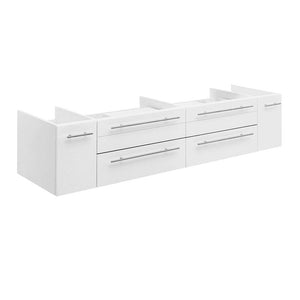 Fresca FCB6172WH-VSL Lucera 72" White Wall Hung Double Vessel Sink Modern Bathroom Cabinet