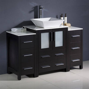 Fresca FCB62-122412ES-CWH-V Torino 48" Espresso Modern Bathroom Cabinets with Top & Vessel Sink