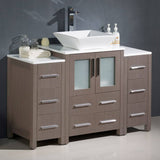 Fresca FCB62-122412GO-CWH-V Torino 48" Gray Oak Modern Bathroom Cabinets with Top & Vessel Sink