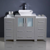 Fresca FCB62-122412GR-CWH-V Torino 48" Grey Modern Bathroom Cabinets with Top & Vessel Sink