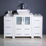 Fresca FCB62-122412WH-CWH-V Torino 48" White Modern Bathroom Cabinets with Top & Vessel Sink