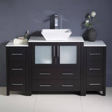 Fresca FCB62-123012ES-CWH-V Torino 54" Espresso Modern Bathroom Cabinets with Top & Vessel Sink