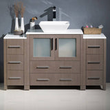 Fresca FCB62-123012GO-CWH-V Torino 54" Gray Oak Modern Bathroom Cabinets with Top & Vessel Sink