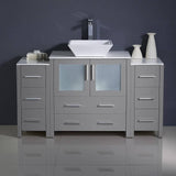 Fresca FCB62-123012GR-CWH-V Torino 54" Grey Modern Bathroom Cabinets with Top & Vessel Sink