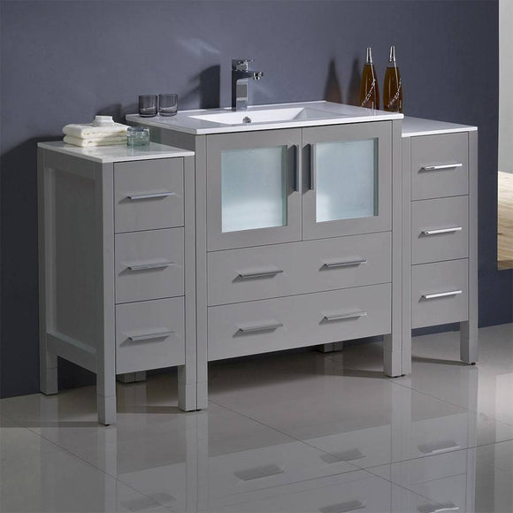 Fresca FCB62-123012GR-I Torino 54" Grey Modern Bathroom Cabinets with Integrated Sink