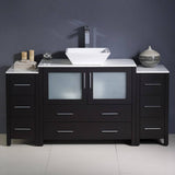 Fresca FCB62-123612ES-CWH-V Torino 60" Espresso Modern Bathroom Cabinets with Top & Vessel Sink