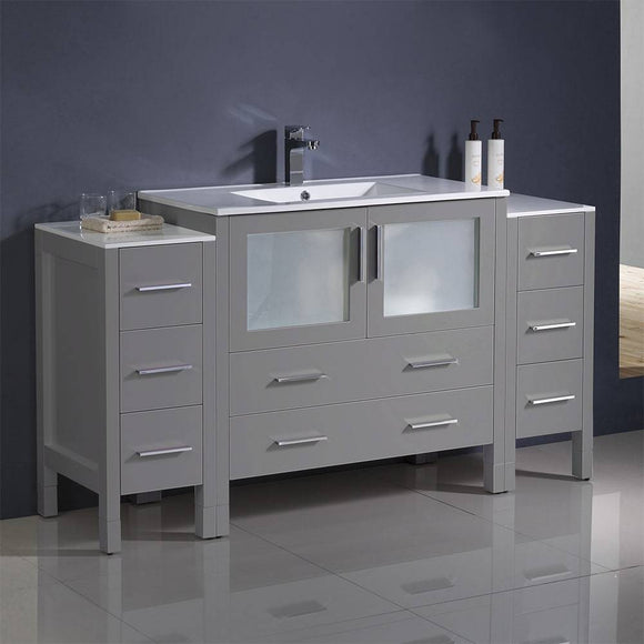 Fresca FCB62-123612GR-I Torino 60" Grey Modern Bathroom Cabinets with Integrated Sink