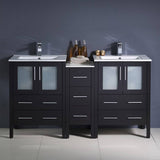 Fresca FCB62-241224ES-I Torino 60" Espresso Modern Double Sink Bathroom Cabinets with Integrated Sinks