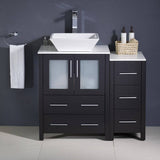 Fresca FCB62-2412ES-CWH-V Torino 36" Espresso Modern Bathroom Cabinets with Top & Vessel Sink