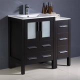 Fresca FCB62-2412ES-I Torino 36" Espresso Modern Bathroom Cabinets with Integrated Sink