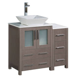 Fresca FCB62-2412GO-CWH-V Torino 36" Gray Oak Modern Bathroom Cabinets with Top & Vessel Sink