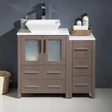 Fresca FCB62-2412GO-CWH-V Torino 36" Gray Oak Modern Bathroom Cabinets with Top & Vessel Sink