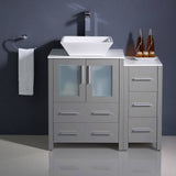 Fresca FCB62-2412GR-CWH-V Torino 36" Grey Modern Bathroom Cabinets with Top & Vessel Sink