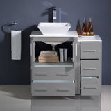 Fresca FCB62-2412GR-CWH-V Torino 36" Grey Modern Bathroom Cabinets with Top & Vessel Sink