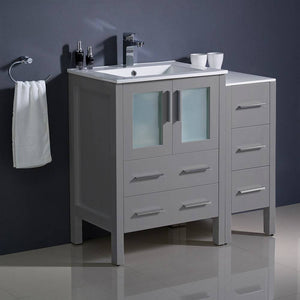 Fresca FCB62-2412GR-I Torino 36" Grey Modern Bathroom Cabinets with Integrated Sink