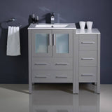 Fresca FCB62-2412GR-I Torino 36" Grey Modern Bathroom Cabinets with Integrated Sink