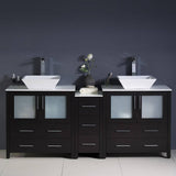 Fresca FCB62-301230ES-CWH-V Torino 72" Espresso Modern Double Sink Bathroom Cabinets with Tops & Vessel Sinks