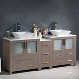 Fresca FCB62-301230GO-CWH-V Torino 72" Gray Oak Modern Double Sink Bathroom Cabinets with Tops & Vessel Sinks