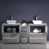 Fresca FCB62-301230GR-CWH-V Torino 72" Grey Modern Double Sink Bathroom Cabinets with Tops & Vessel Sinks