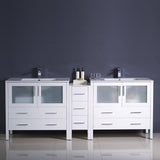 Fresca FCB62-301230WH-I Torino 72" White Modern Double Sink Bathroom Cabinets with Integrated Sinks