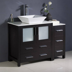 Fresca FCB62-3012ES-CWH-V Torino 42" Espresso Modern Bathroom Cabinets with Top & Vessel Sink