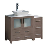 Fresca FCB62-3012GO-CWH-V Torino 42" Gray Oak Modern Bathroom Cabinets with Top & Vessel Sink