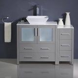 Fresca FCB62-3012GR-CWH-V Torino 42" Grey Modern Bathroom Cabinets with Top & Vessel Sink