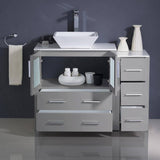 Fresca FCB62-3012GR-CWH-V Torino 42" Grey Modern Bathroom Cabinets with Top & Vessel Sink