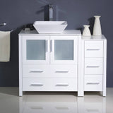 Fresca FCB62-3012WH-CWH-V Torino 42" White Modern Bathroom Cabinets with Top & Vessel Sink