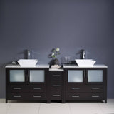 Fresca FCB62-361236ES-CWH-V Torino 84" Espresso Modern Double Sink Bathroom Cabinets with Tops & Vessel Sinks