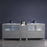 Fresca FCB62-361236GR-I Torino 84" Grey Modern Double Sink Bathroom Cabinets with Integrated Sinks